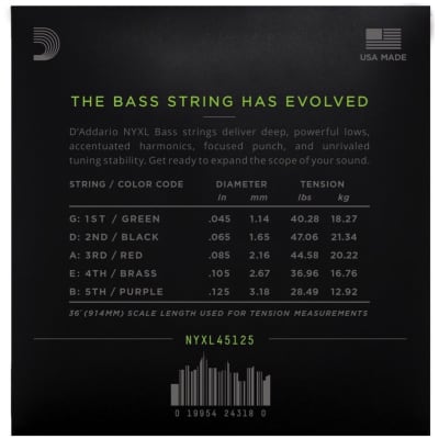 D'Addario NYXL45125 5 String Bass String Pack Long Scale image 2