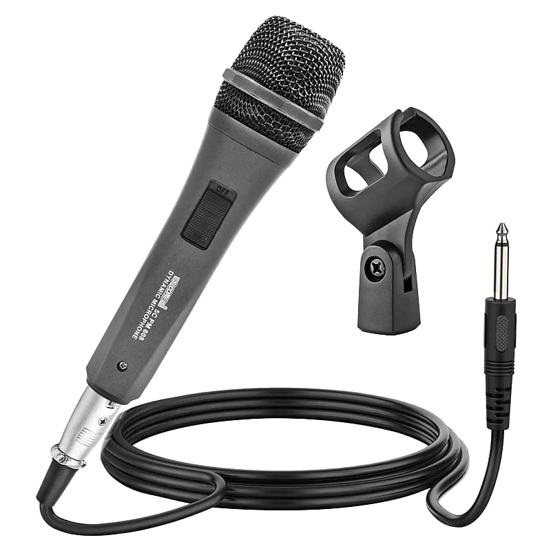 5 Core Professional Vocal Dynamic Microphone Handheld Mic Micrófono Karaoke  for singing with ON OFF Switch includes XLR Cable , Mic Clip PM 608