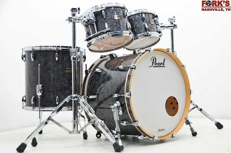 USED Pearl Masters Maple/Gum Music City Custom 4pc Drum Kit "Black Diamond Pearl" image 1