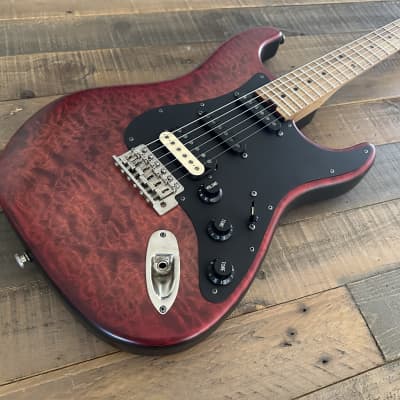 Luxxtone Choppa S with Quilted Maple Top in Crimson Burst - Matte Poly Geode! image 2