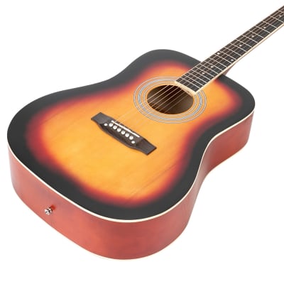 Glarry GT508 41in Solid Top Folk Acoustic Guitar Dreadnought Natural Black Sunset image 3