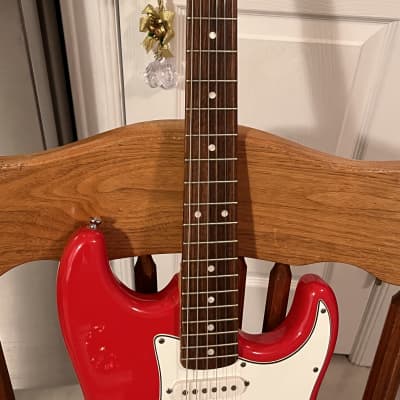 Eleca Strat Guitar Red with Tremolo Bar image 3