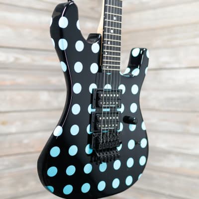Kramer NightSwan Electric Guitar - Black with Blue Polka Dots (9023-SR) image 3