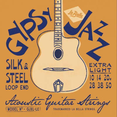 LA BELLA La Bella Gypsy Jazz | Muta di corde per chitarra Maccaferri GJXL-LE Scalatura: 010-014-020w-028-038-050 for sale