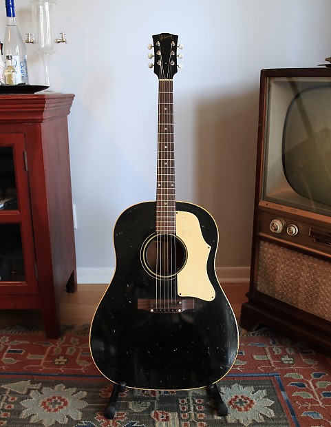 1968 Gibson J-45 Acoustic Guitar RARE Black Ebony w/ HSC