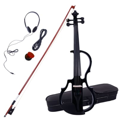 4/4 Electric Silent Violin Case Bow Rosin Headphone Connecting Line V-0 2020s Black image 2