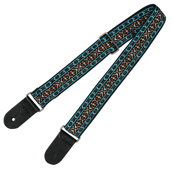 Xtr - 2 Inch Deluxe Woven Jacquard Guitar Strap Teal/Ochre image 1