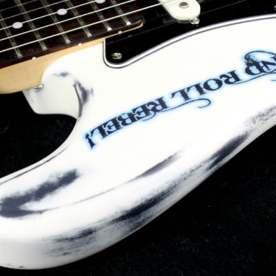 Custom Painted and Upgraded Fender Squier Bullet Strat Series - Aged and Worn with Custom Graphics image 17