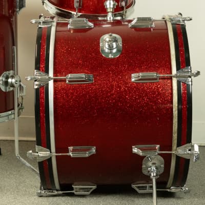 1960s Rogers Headliner Sparkling Red Pearl Drum Set image 5