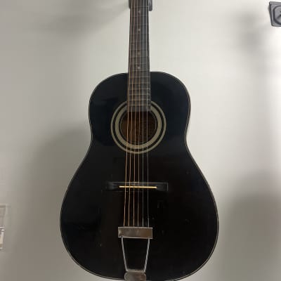 Harmony Global black acoustic guitar 3/4 size 1960s - Black image 1
