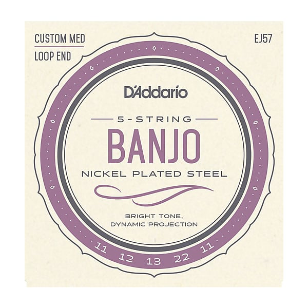 D'Addario EJ57 5-String Banjo Strings, Nickel, Custom Medium, 11-22