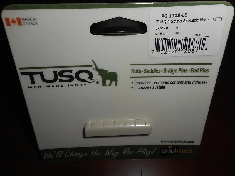 Graph Tech PQ-1728-L0 TUSQ 1-3/8" E-to-E Slotted Acoustic Guitar Nut (Left-Handed) image 1
