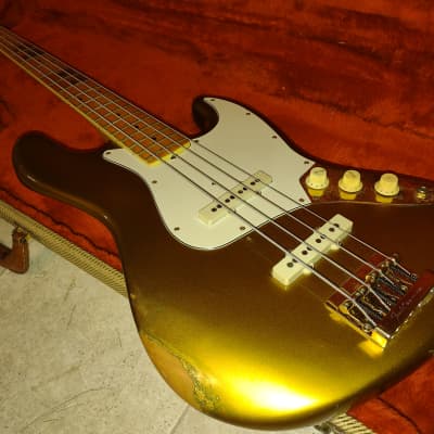 1981 Fender Collector's Series Gold Jazz Bass Player-Worn & Well-Played! With Tweed Case! Sweet Bass image 3