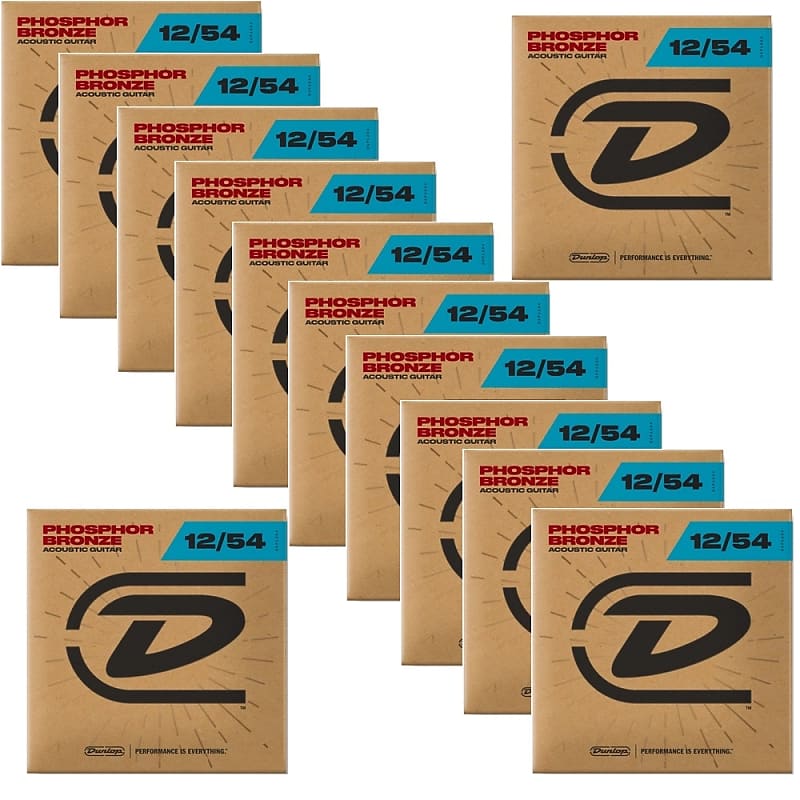 12 SETS Dunlop Phosphor Bronze 12 54 Acoustic Guitar Strings