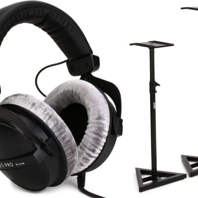 Beyerdynamic DT 770 Pro 80 ohm Closed-back Studio Mixing Headphones  Bundle with On-Stage Stands SMS6000-P Studio Monitor Stands image 1