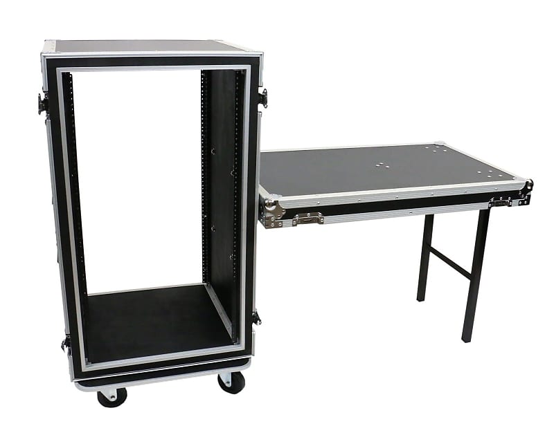 OSP SC20U-20SL 20 Space ATA Amp Rack w/Casters and Attached Utility Table image 1