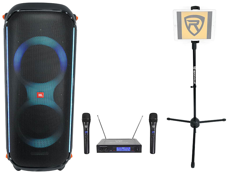 JBL EON ONE COMPACT Rechargeable 8 Karaoke Machine System Bundle with  Stands & Wireless Mic - Rockville Audio