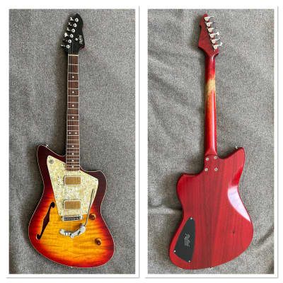 2022 Rufini Montefalco Aged Cherry Sunburst Nitro Stainless Steel Frets AAA Quilt Curly Maple Top AAA Birdseye Neck Duesenberg Vibrato MINT image 3