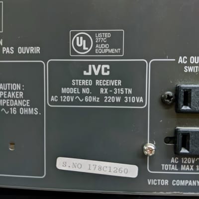 Vintage JVC RX-315TN FM/AM Radio Digital Synthesizer Receiver w/ Remote image 13