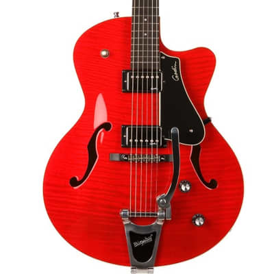 Godin 5th Avenue Uptown Trans Red GT w/Bigsby Hollow Body Guitar with case Trans Red image 1