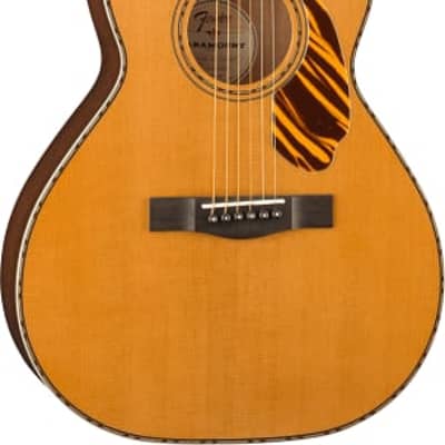 Fender PS-220E Parlor Acoustic Guitar. Ovangkol Fingerboard, Natural image 4