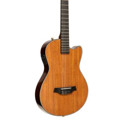 ANGEL LOPEZ 4/4 cutaway electric classical guitar with solid body natural colour image 1