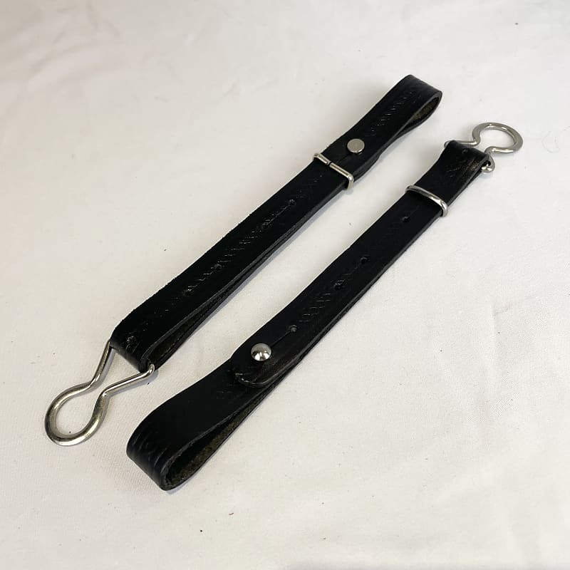 Black Leather Interlocking Back Strap - Adjustable 11.5