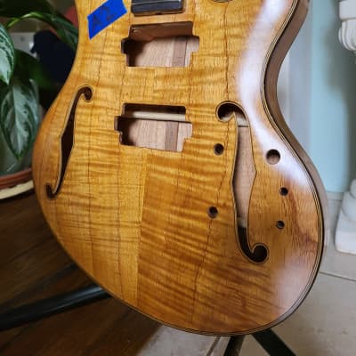 R M Olson 2024 Solid KOA Ollandoc - Flamed Maple Neck with Bent Sides & Braced Wood Binding Like a Languedoc for sale