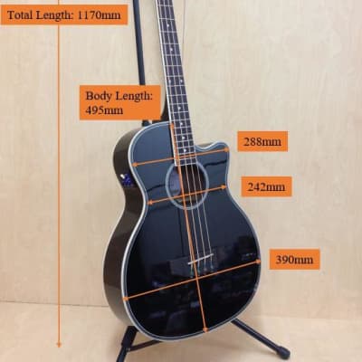 4/4 Caraya FB-711 BCEQ/BK 4-String Electro-Acoustic Bass Guitar,Black+Free Gig Bag image 2