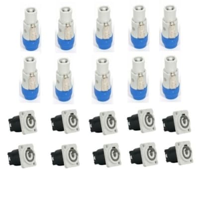 10  Powercon Female A Gray Connectors & 10 Panel Mount AC PowerCon Set by Seetronic image 1