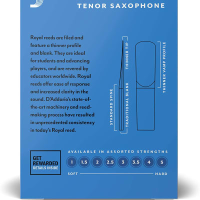Rico Tenor Saxophone Reeds, Strength 5.0, 10-pack image 3
