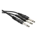 Hosa Technology Y Cable, 1/4 in TS to Dual 1/4 in TS, 5 ft
