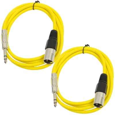 2 Pack of 1/4 Inch to XLR Male Patch Cables 6 Foot Extension Cords Jumper - Yellow and Yellow image 1