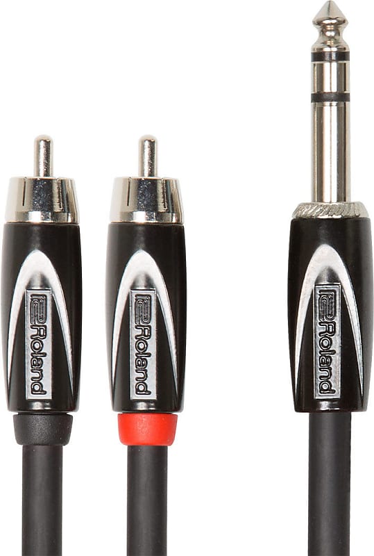 Roland RCC-10-TR2R Black Series 1/4" TRS Plug to Two RCA Interconnect Y-Cable (10') image 1