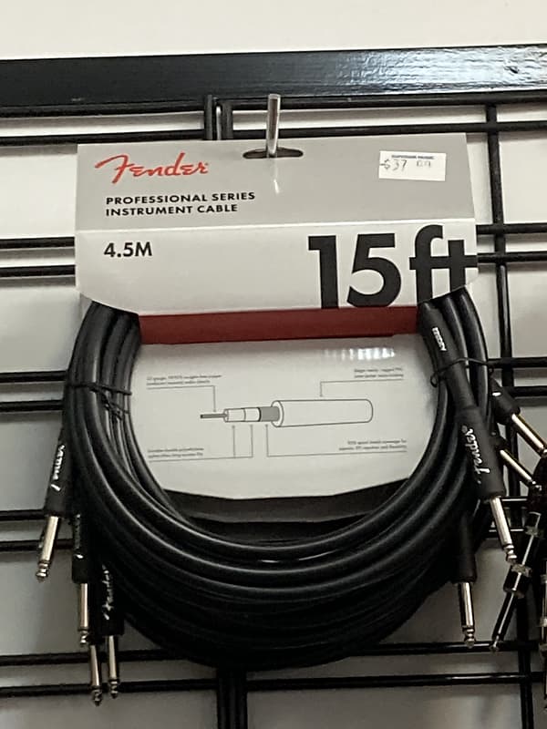 Fender 15 Foot Pro Series Guitar Cable - Black | Reverb