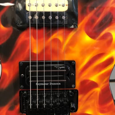 Dean Dime O Flame Flame Graphic with Korg digital pedal, original Dean hard case and stand & strap image 7