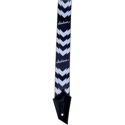 Mint Jackson Guitar or Bass Strap with Double V Pattern, Black/White image 2