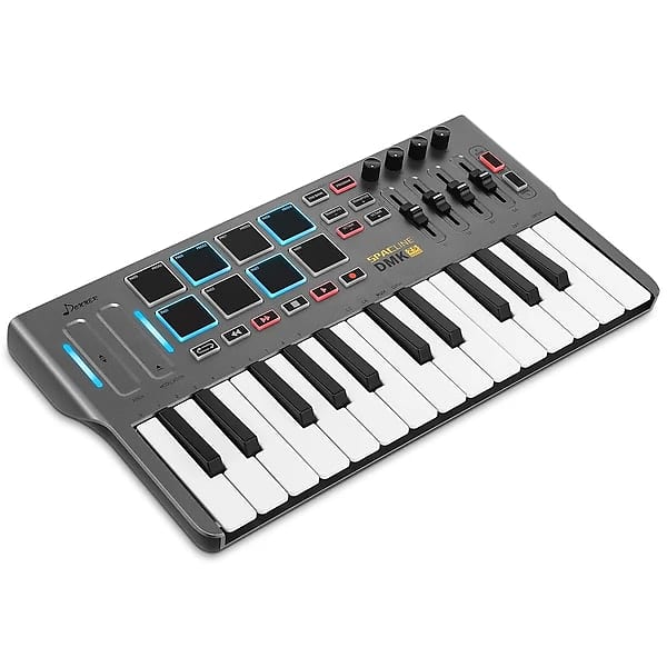 Piano Keyboard MIDI Controller Mini 25-Key USB Keyboard And Drum Pad With 8  Backlit Trigger Pads& 4 MIDI Control Groups