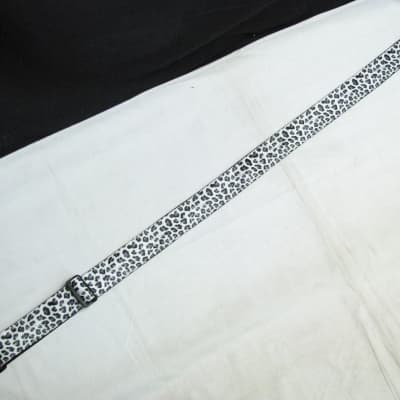 ALEXIS Snow Leopard print GUITAR strap NEW nylon White and Black fur pattern image 2