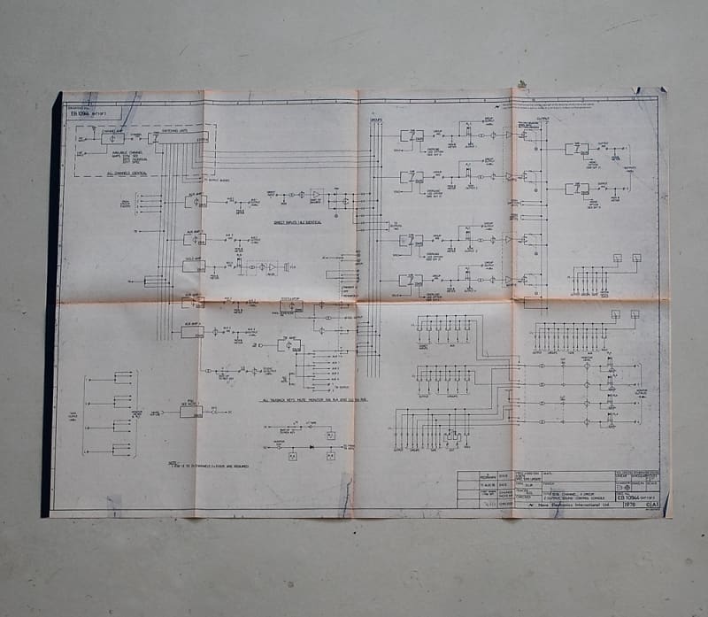 Rupert Neve original technical drawings for 5315 vintage analog console  with price list and binder.