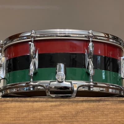 1960's Premier 2001 5.5x14 Mahogany Snare Drum Original Red Black Green Duroplastic 2000 image 11