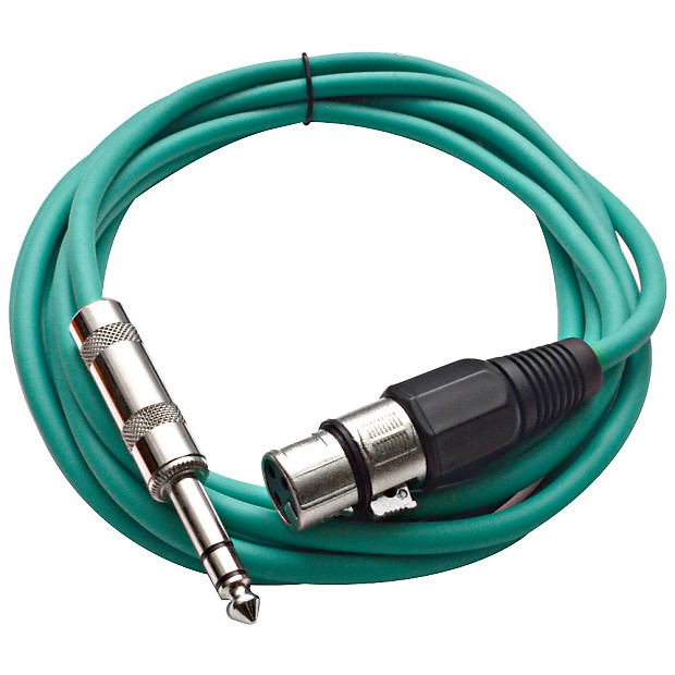 Seismic Audio SATRXL-F10GREEN XLR Female to 1/4" TRS Male Patch Cable - 10' image 1