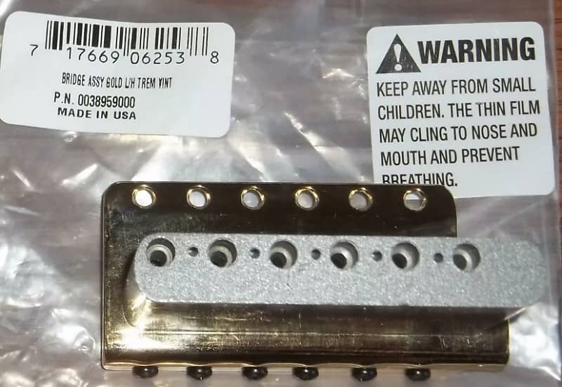 Fender American Vintage SRV Strat LEFT HANDED Gold Bridge Assembly