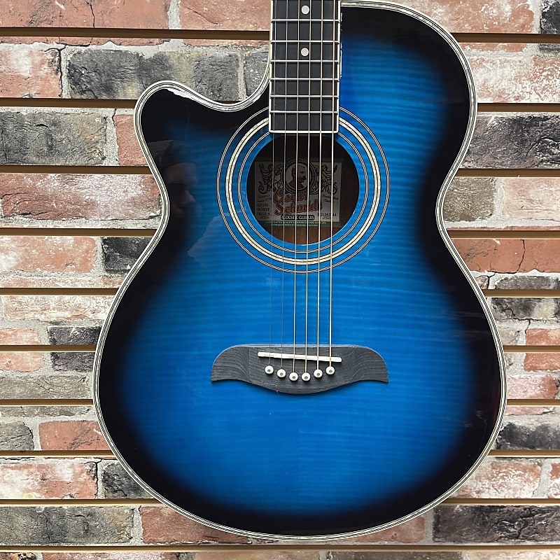 Oscar Schmidt OG-10 CE Flamed Maple Transparent Blue Left Hand