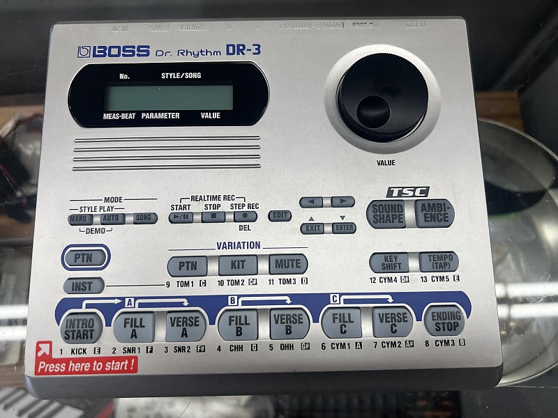 Boss Drum Machine, DR-3, with AC Adapter