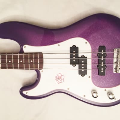 Lefty SX "Rock N Rose" Precision Bass Special Left-Handed Purple Glitter. Great Condition !... image 3