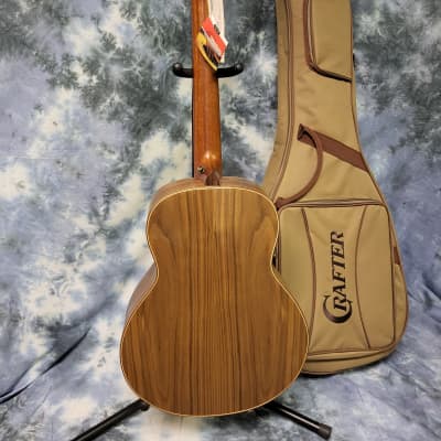 MINT 2023 Crafter MINO/BLK Walnut 3/4 Parlor Acoustic Electric Guitar Open Headstock New Strings Hang Tags Crafter Deluxe Gigbag image 12