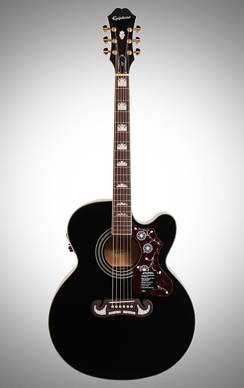 Epiphone J-200 EC Studio Acoustic-Electric Guitar, Black | Reverb