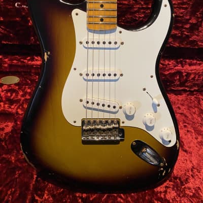 Fender 1955 Strat Custom Shop REL 2021 - Rare Faded Swamp Burst.  7lbs 10oz Chicago Special Alnico 5 Pickups All Original with Tweed Case!  One Hot Beast! image 4