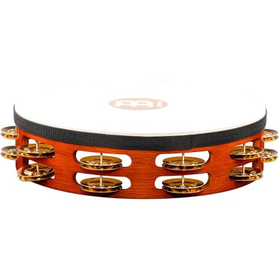 MEINL Traditional Goat-Skin Wood Tambourine Two Rows Brass Jingles image 5